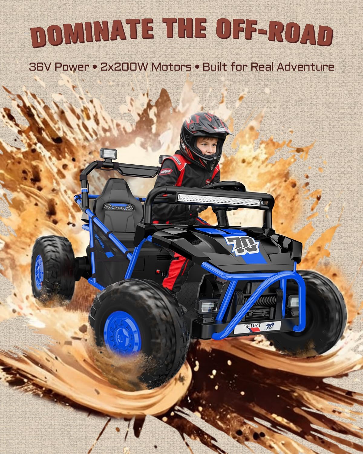 First Ride On 36V 2-Seater Kids Electric UTV Ride-On Car, 400W
