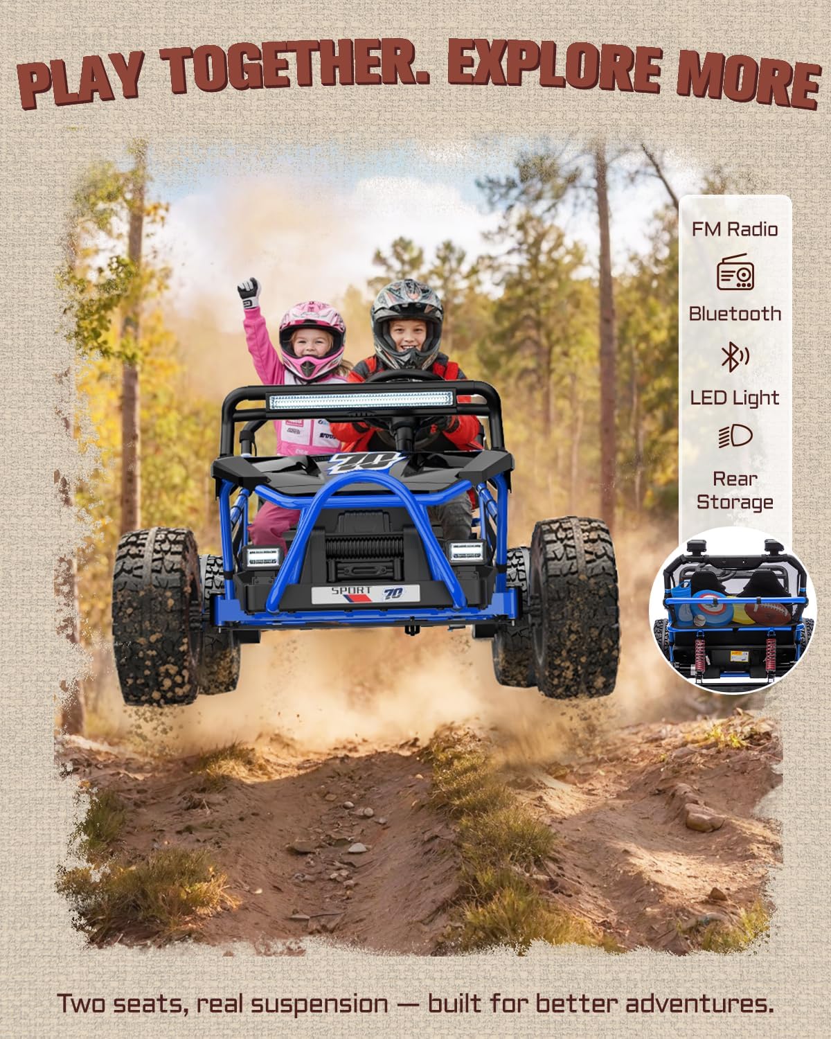 First Ride On 36V 2-Seater Kids Electric UTV Ride-On Car, 400W
