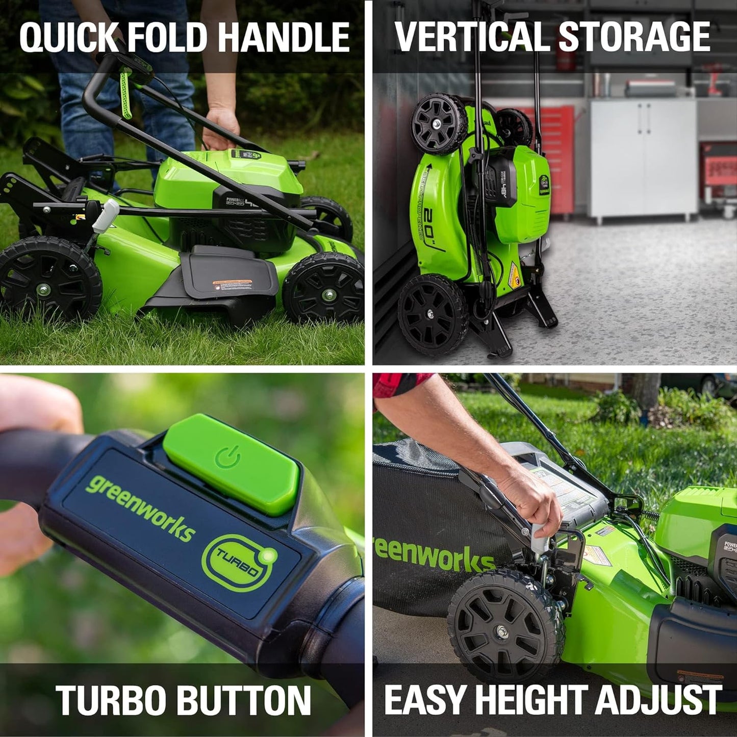 Greenworks 48V 20" Cordless Lawn Mower, Trimmer & Blower Combo Kit with Batteries
