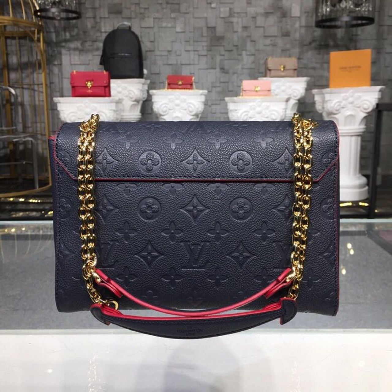 Louis Vuitton Vavin PM Bag 25cm Monogram Empreinte Canvas Spring/Summer Collection M52271, Marine Rouge