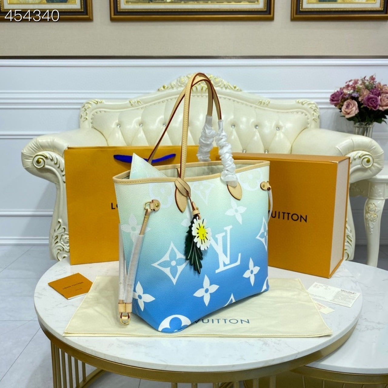 Louis Vuitton Neverfull MM Bag 32cm Monogram Canvas Spring/Summer Collection M57688 Blue