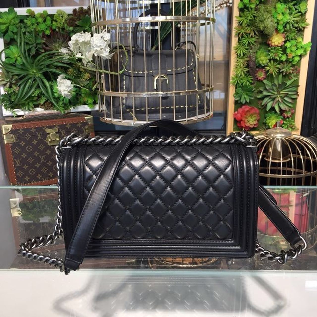Chanel Boy Bag 25cm Lambskin Leather Antique Silver Hardware Spring/Summer Act 1 Collection Black