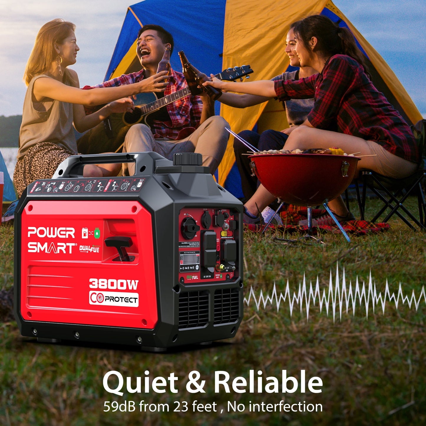 PowerSmart Portable Equipment 3800-Watt Dual Fuel Manual Start  with CO Detect Quiet Power Generator