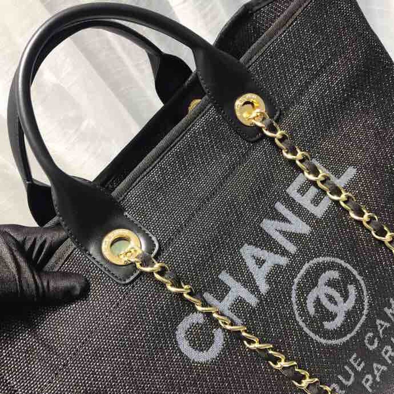 Chanel Deauville Tote 38cm Canvas Bag Spring/Summer Collection Black/Grey/Multi