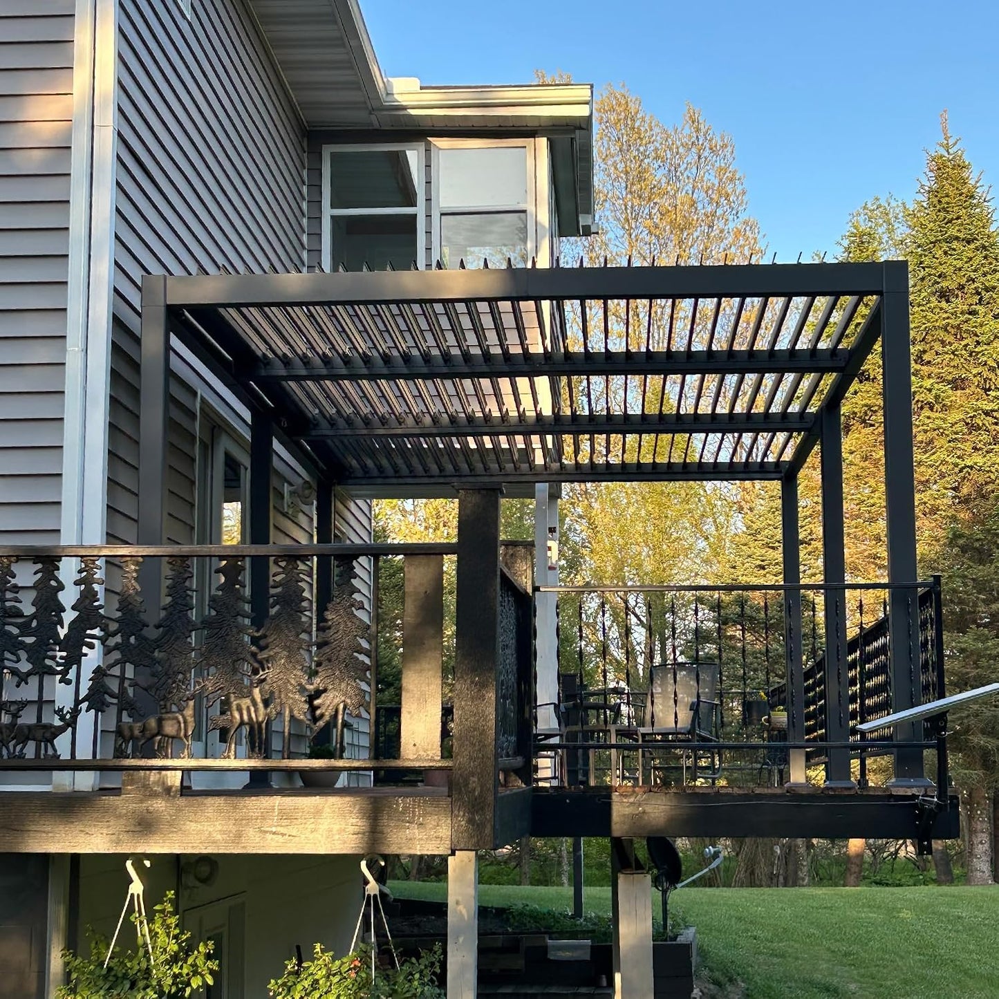 PURPLE LEAF 11.5' x 15' Louvered Aluminum Pergola with Adjustable Roof