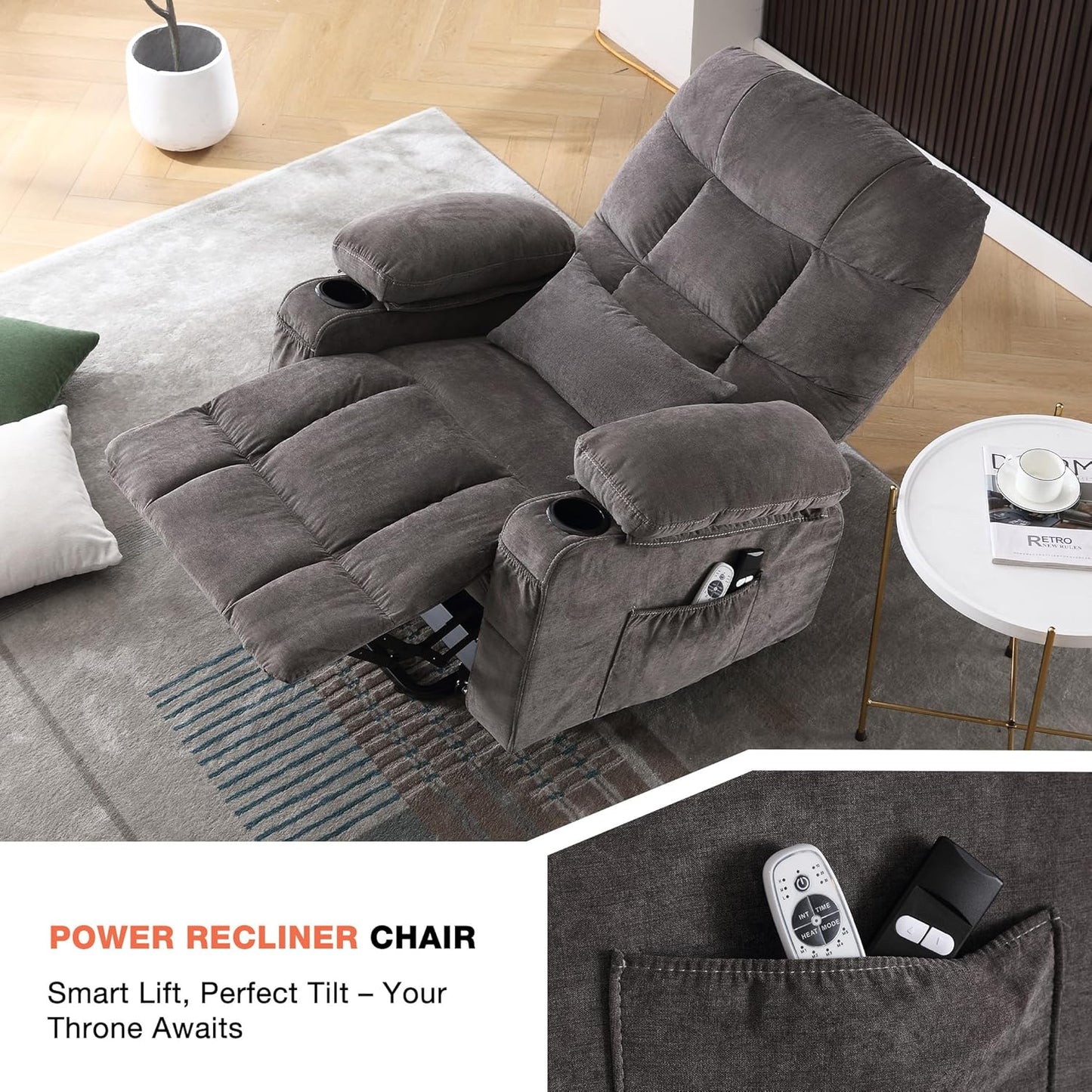 MAHOMICO Power Lift Recliner Chair with Massage & Heat