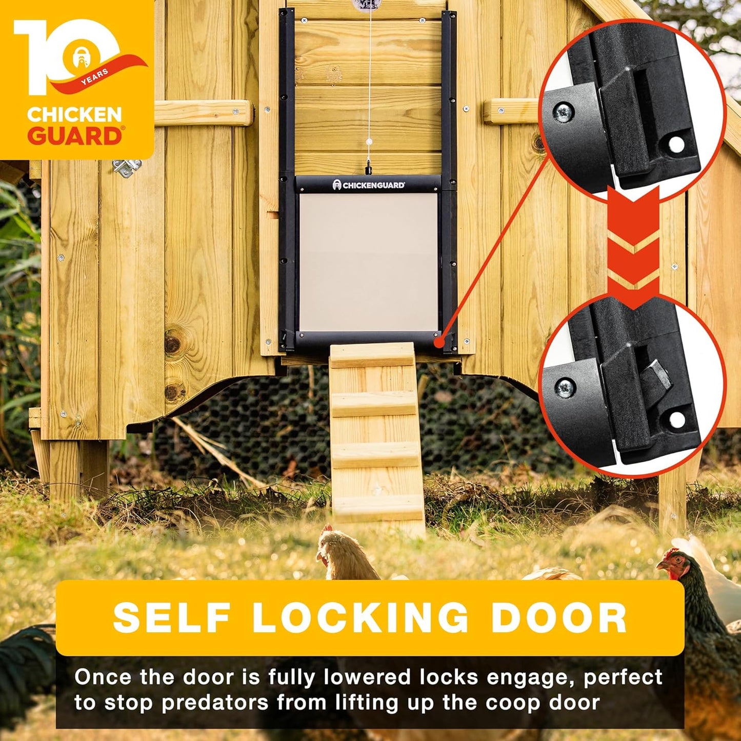 ChickenGuard Self-Locking Predator-Proof Chicken Coop Door