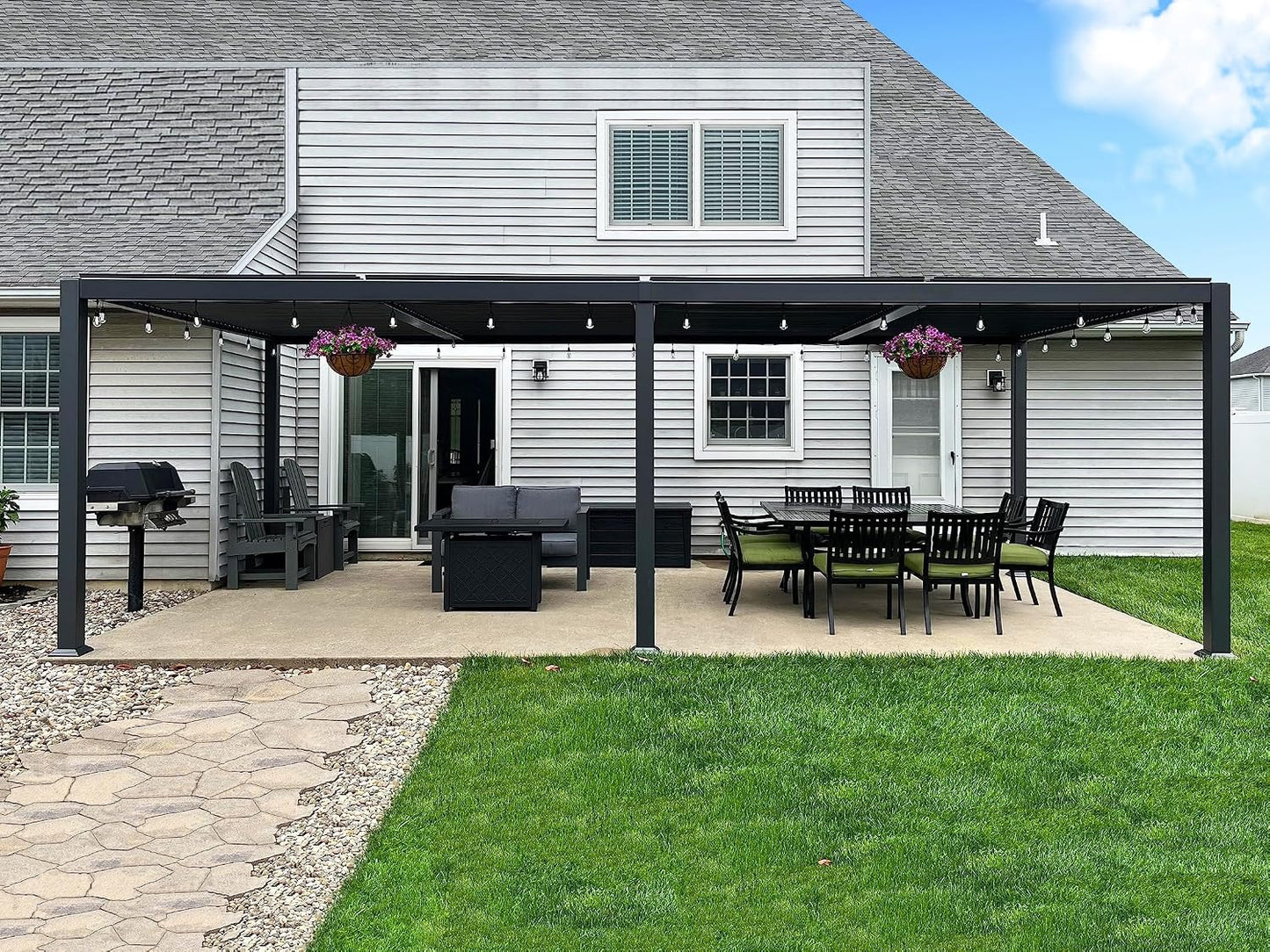 PURPLE LEAF 11.5' x 15' Louvered Aluminum Pergola with Adjustable Roof