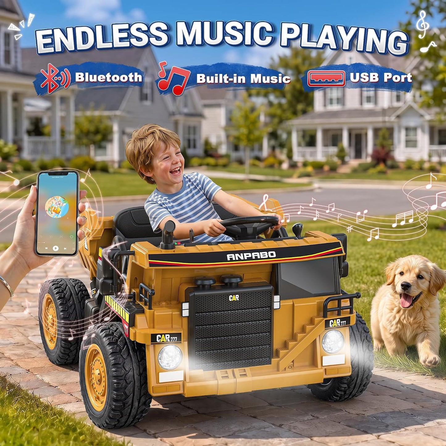 ANPABO 24V 2-Seater Kids Ride-On Dump Truck with Remote