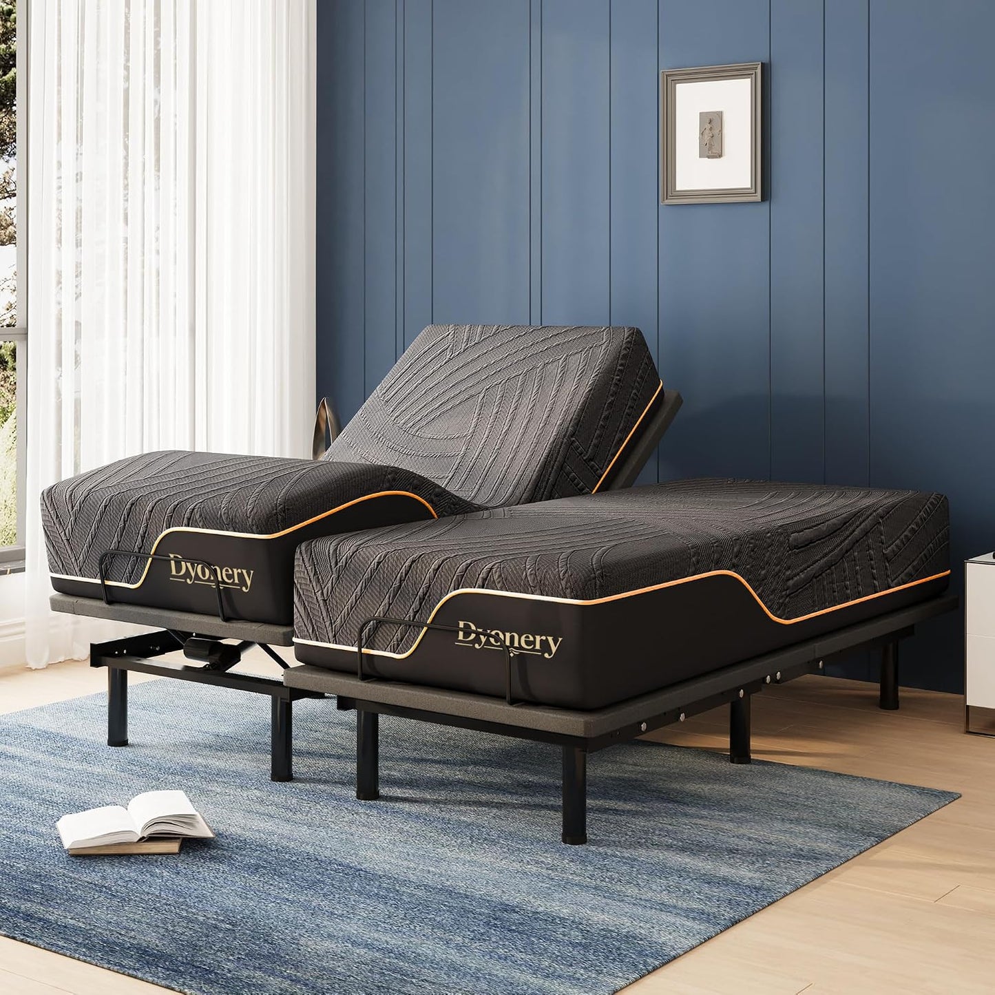 Dyonery Twin XL Adjustable Bed with 12" Gel Memory Foam Mattress