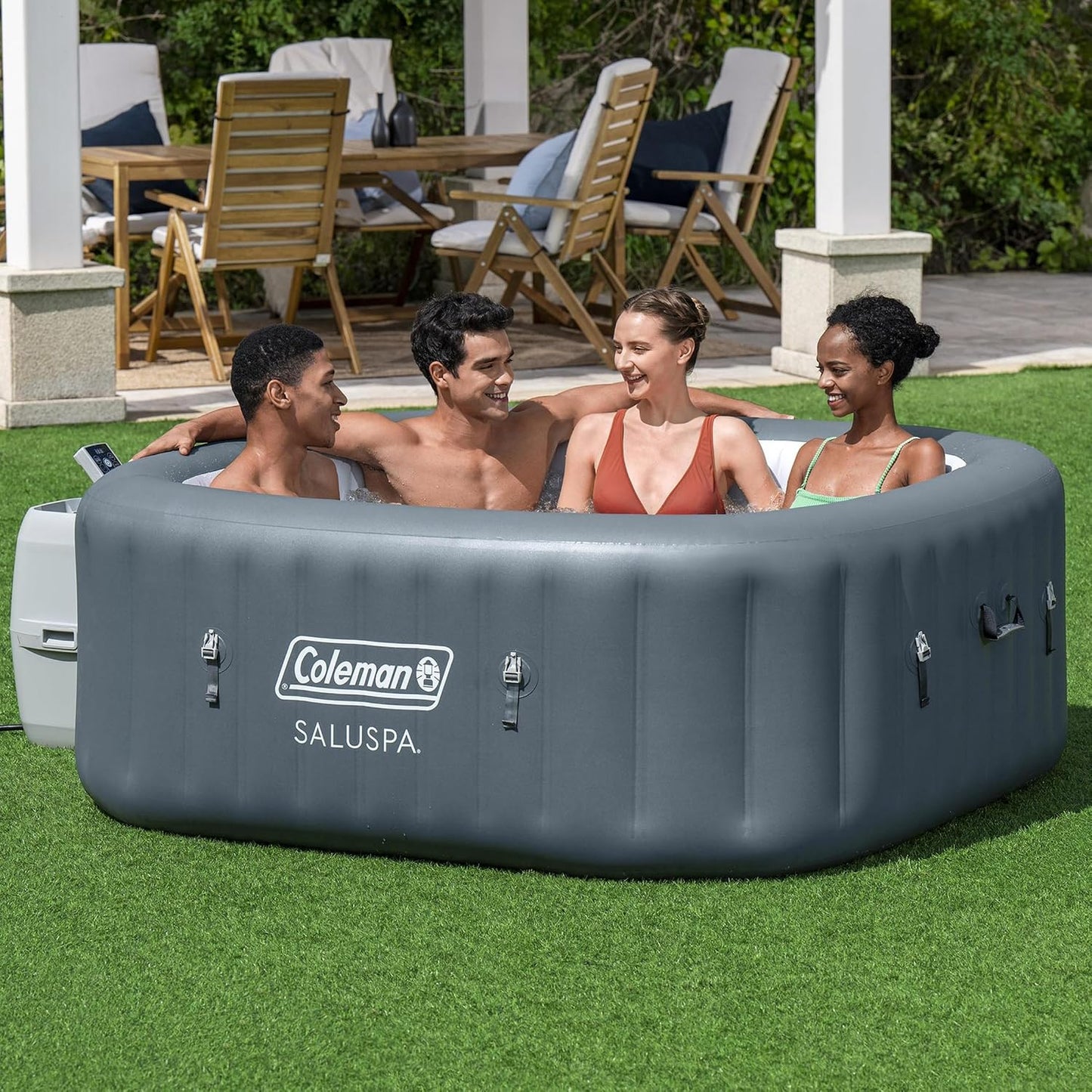Coleman Hawaii AirJet 4-6 Person Inflatable Hot Tub with 140 AirJets, Grey