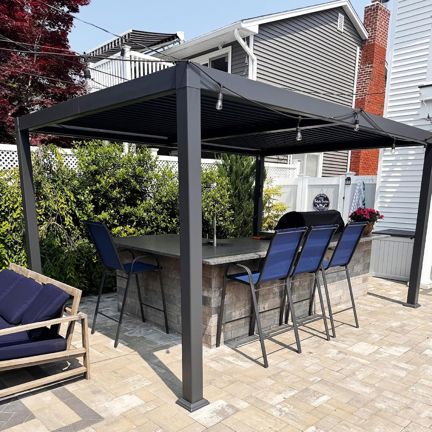 PURPLE LEAF 11.5' x 15' Louvered Aluminum Pergola with Adjustable Roof