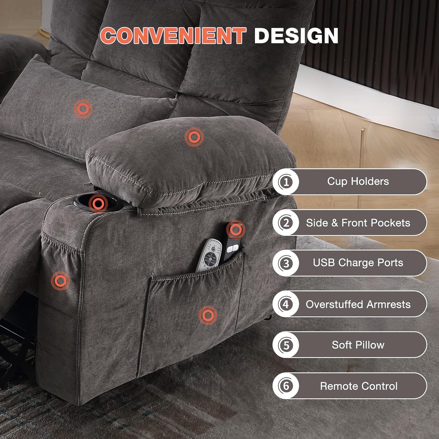 MAHOMICO Power Lift Recliner Chair with Massage & Heat