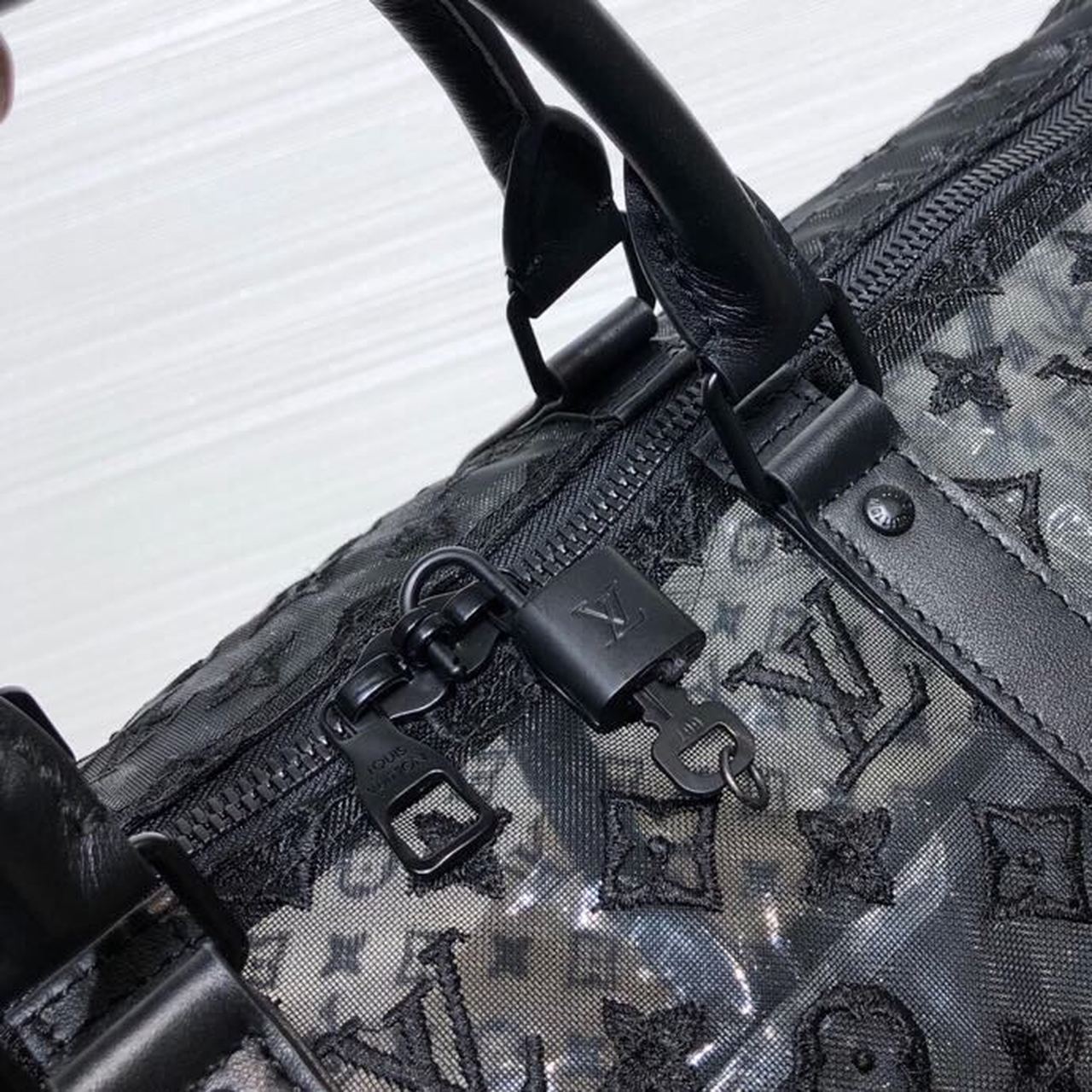Louis Vuitton Mesh Keepall 50cm Monogram Canvas Matte Black Hardware Spring/Summer Collection M53971, Black