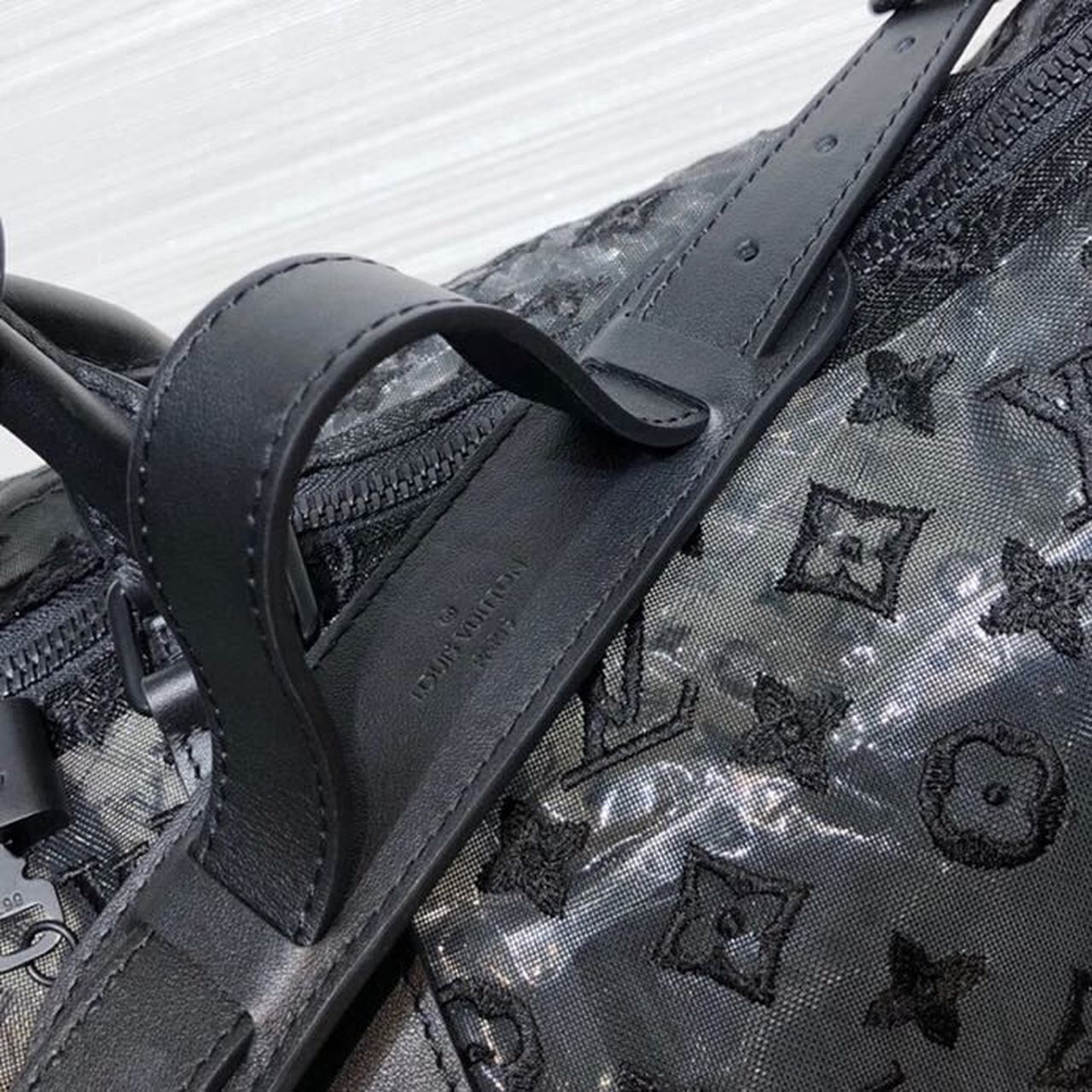 Louis Vuitton Mesh Keepall 50cm Monogram Canvas Matte Black Hardware Spring/Summer Collection M53971, Black