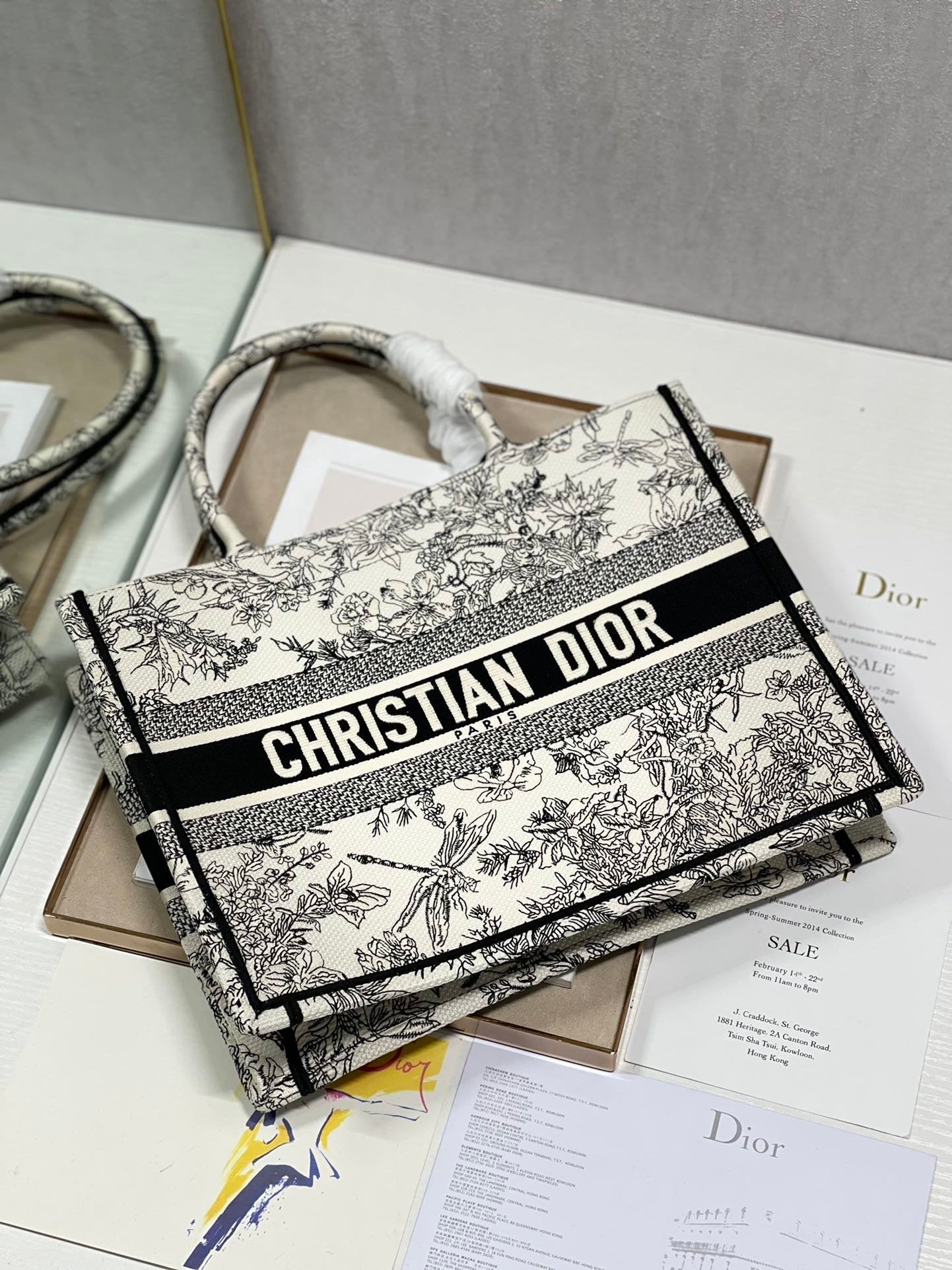 Christina Dior Medium Book Tote Bag 36cm Black/White
