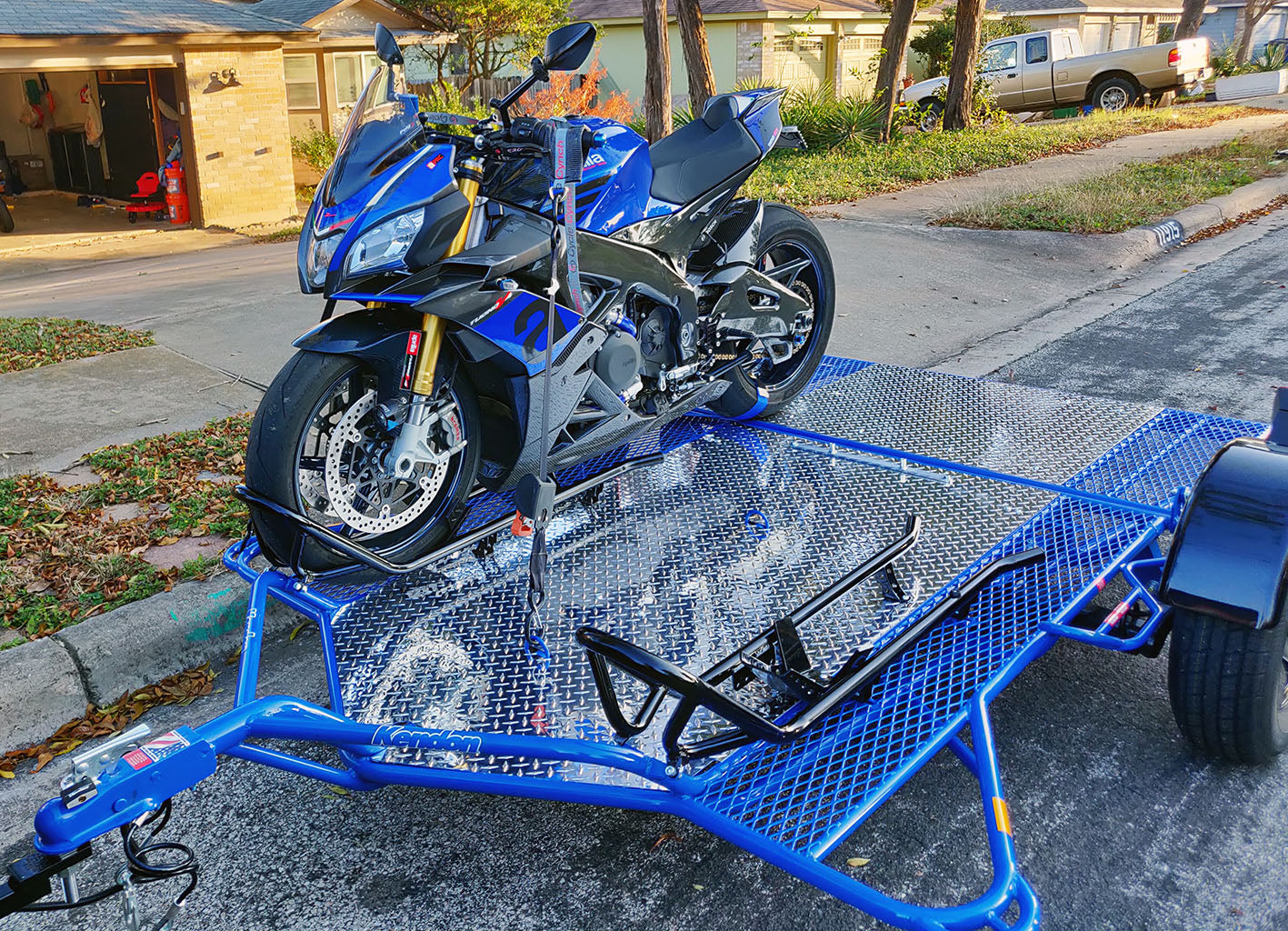 Dual Ride-Up SRL Folding Motorcycle Trailer - Dicounted USED