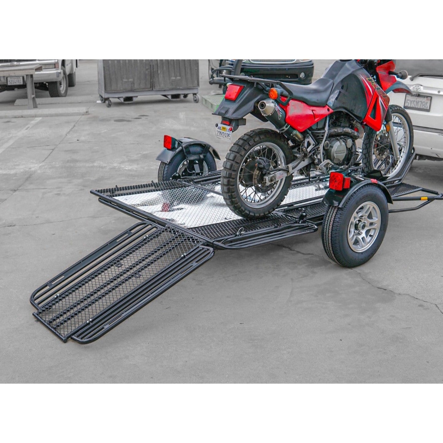 Heavy-Duty 3-Rail Motorcycle Trailer – Secure Bike Transport Hauler