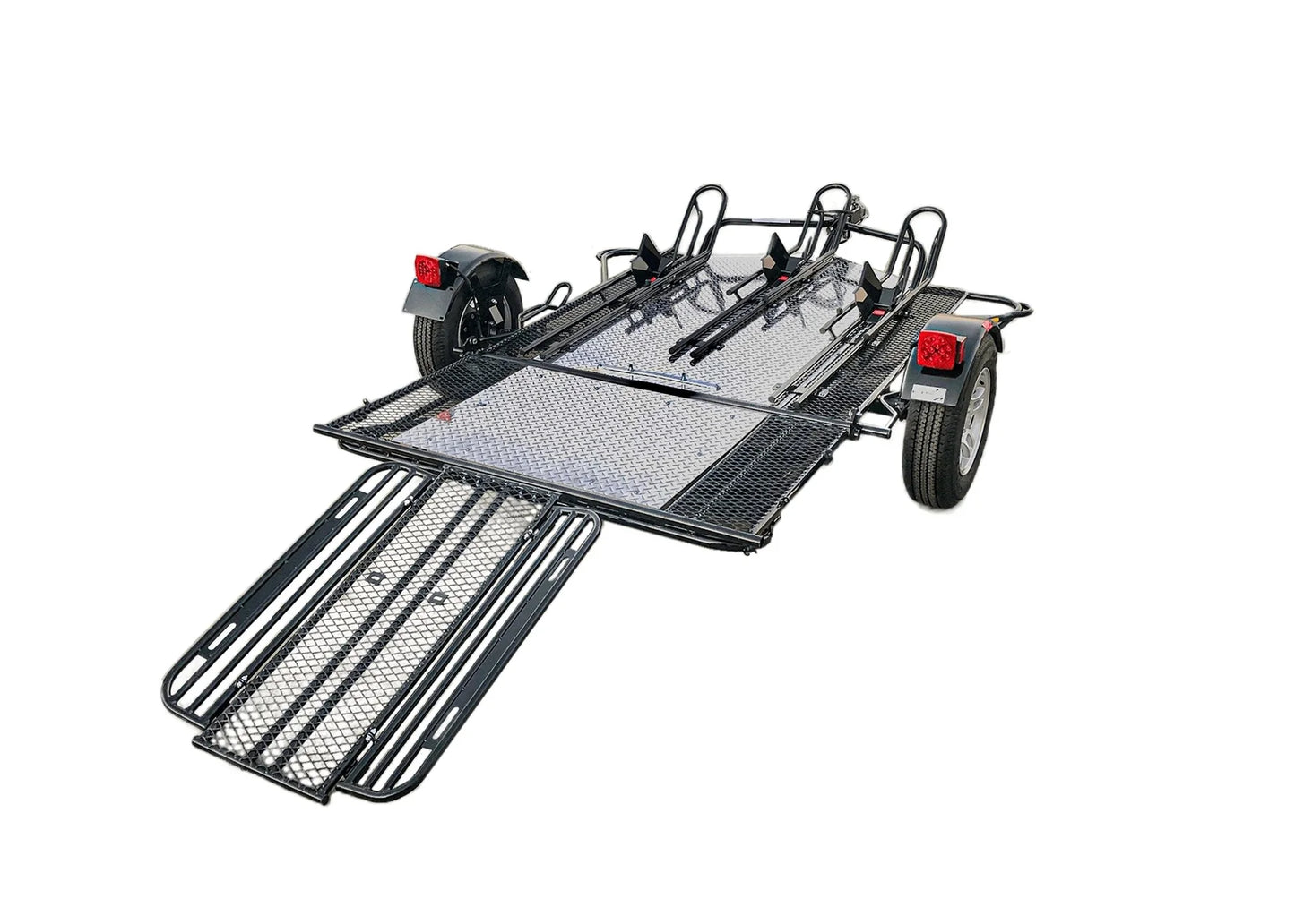 Heavy-Duty 3-Rail Motorcycle Trailer – Secure Bike Transport Hauler
