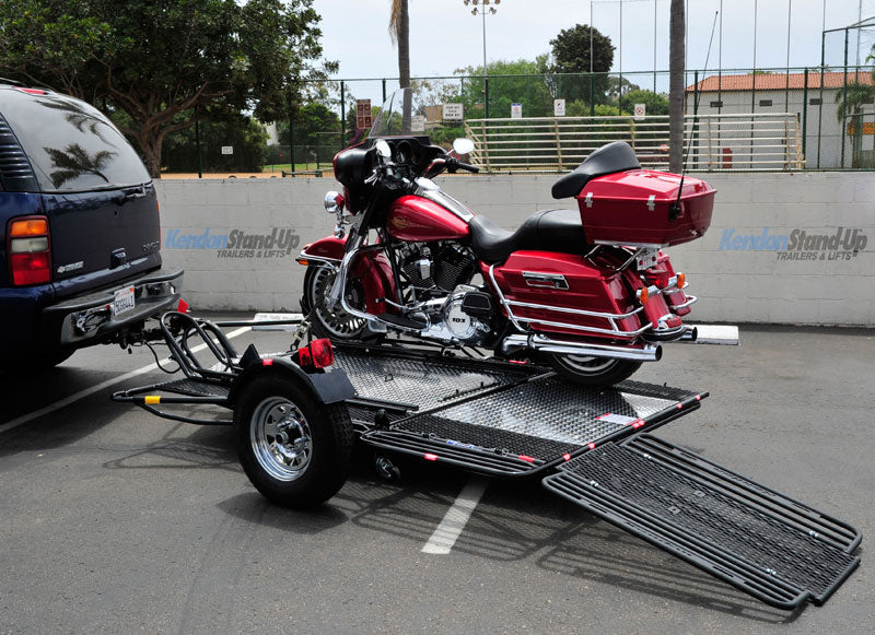 Dual Ride-Up SRL Folding Motorcycle Trailer - Dicounted USED