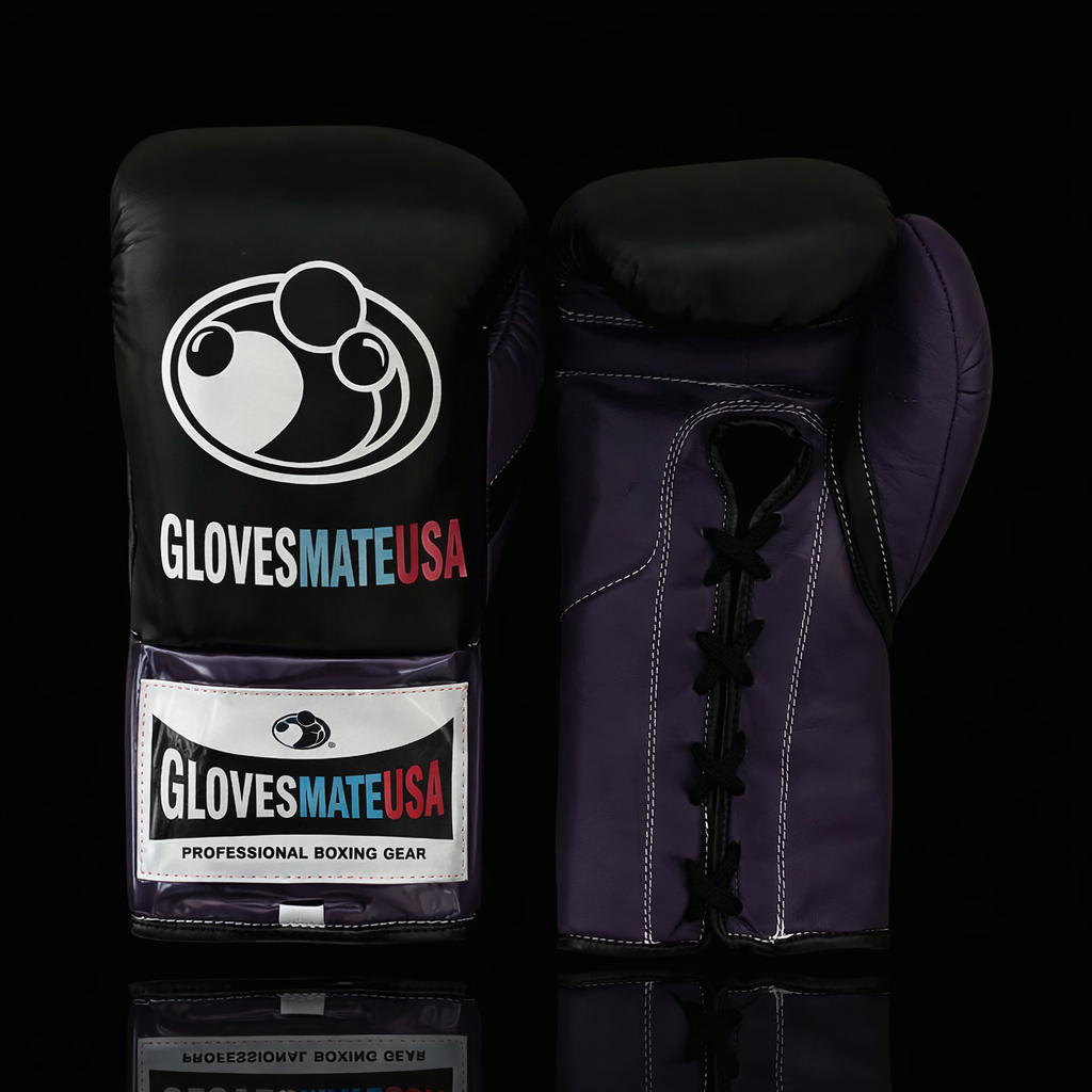 GlovesMateUSA Elite Lace-Up Boxing Gloves – Black