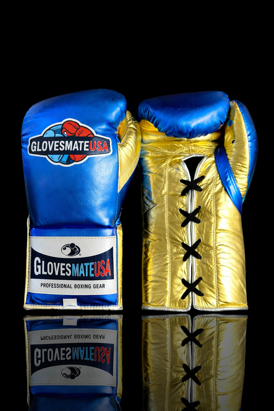 GlovesMateUSA Boxing Gloves Blue/Gold | Lace-UpGlovesMateUSA Elite Lace-Up Boxing Gloves – Blue / Gold