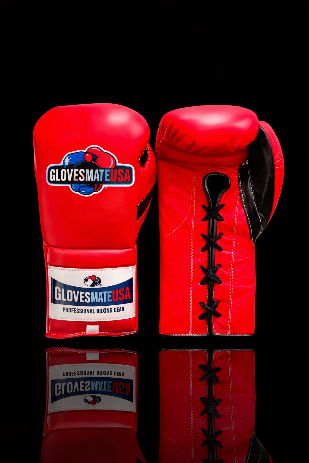 GlovesMateUSA Elite Lace-Up Boxing Gloves – Red / Black