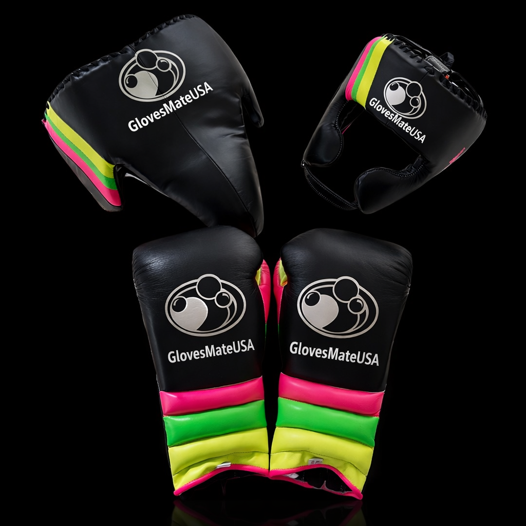 Glovesmateusa Boxing Set | Black/Pink/Yellow/Green