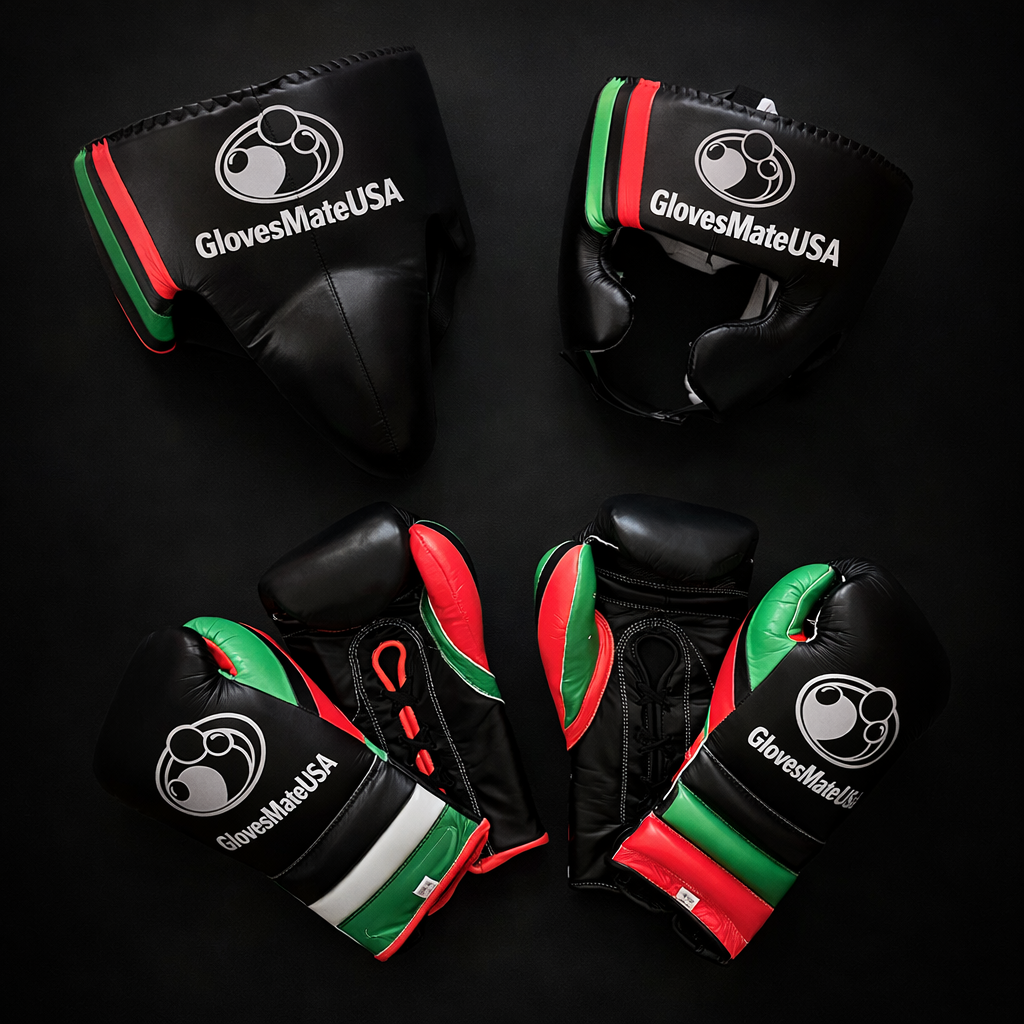 Glovesmateusa Boxing Set | Black/Red/Green