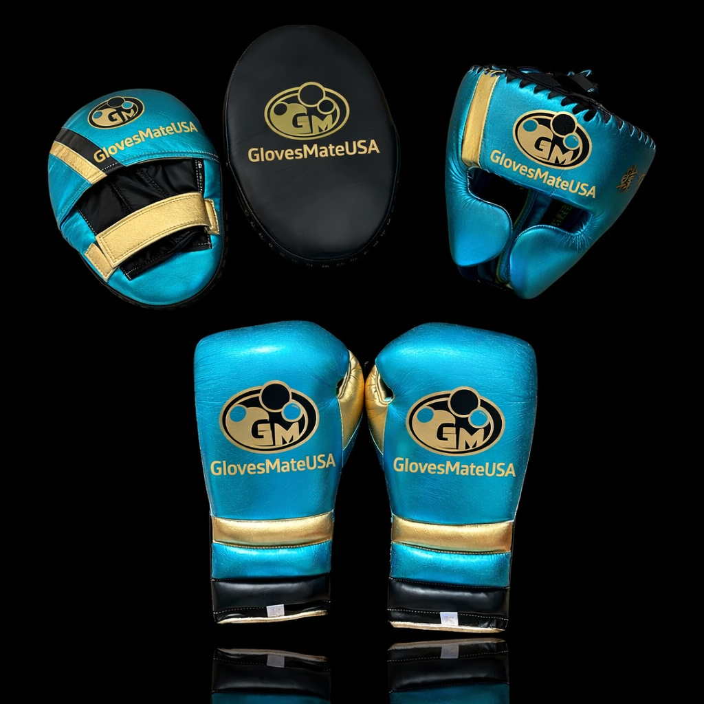Glovesmateusa Boxing Set | Blue/Gold/Black
