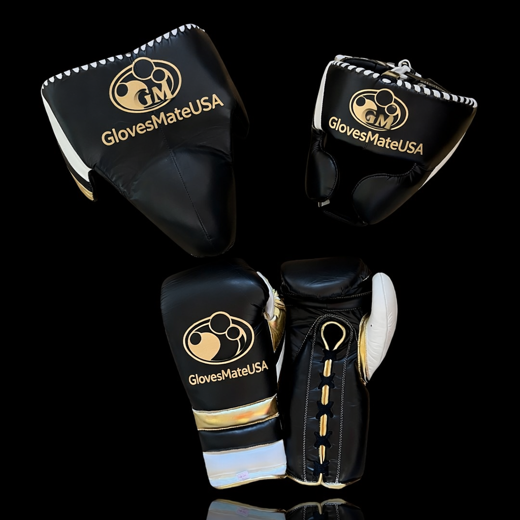 Glovesmateusa Boxing Set | Brown/Gold/White