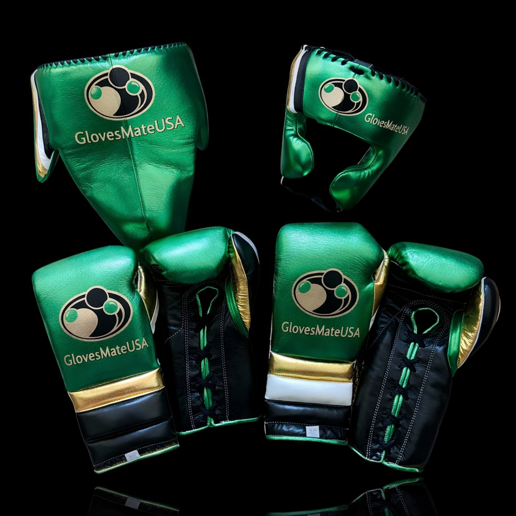 Glovesmateusa Boxing Set | Green/Black/White/Gold