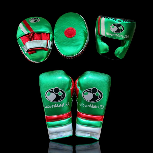 Glovesmateusa Boxing Set | Green/Red/Silver
