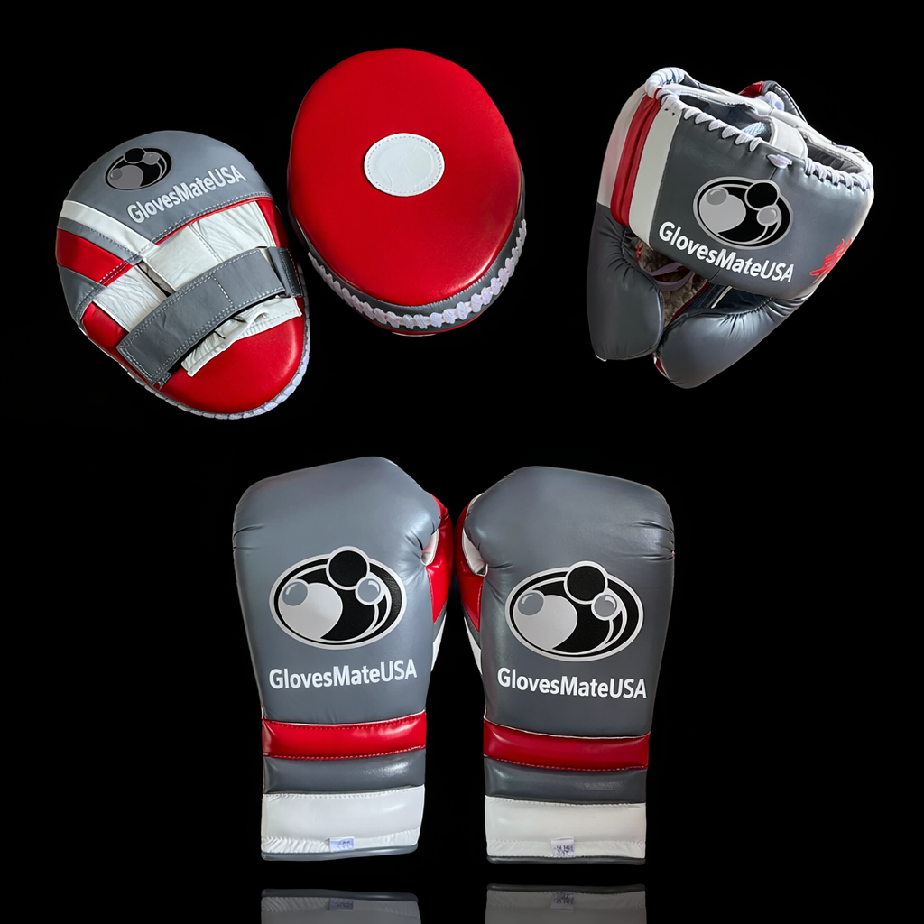 Glovesmateusa Boxing Set | Grey/Red/White