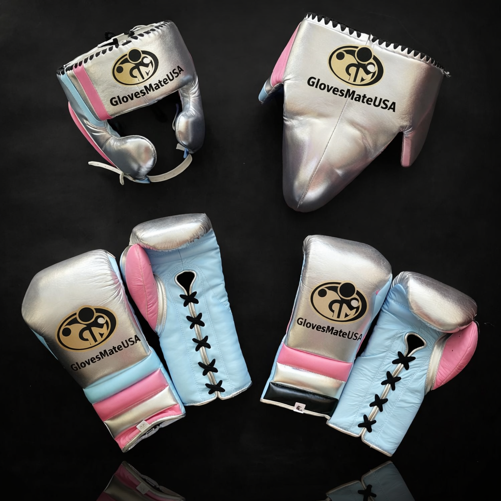 Glovesmateusa Boxing Set | Silver/Blue/Pink