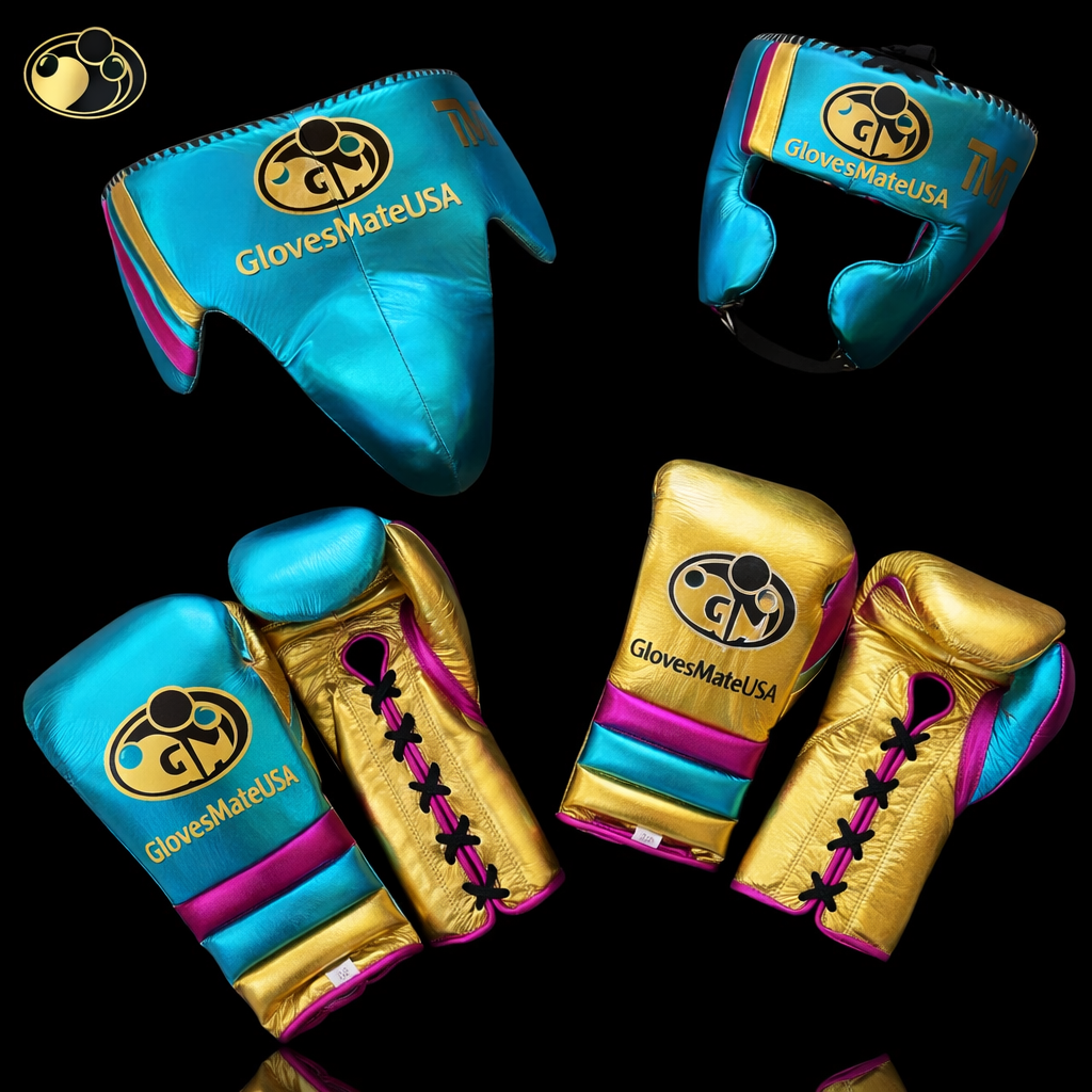 Glovesmateusa Boxing Set | Sky-Blue/Pink/Gold
