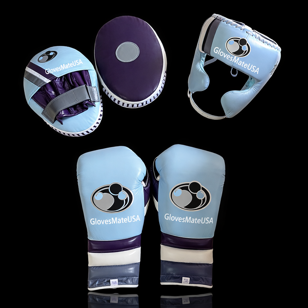 Glovesmateusa Boxing Set | Sky-Blue/Purple/White