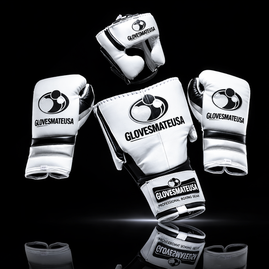 Glovesmateusa Boxing Set | White/Black/Silver