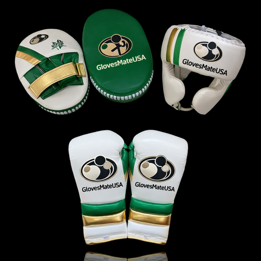 Glovesmateusa Boxing Set | White/Green/Gold