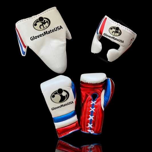 Glovesmateusa Boxing Set | White/Red/Blue