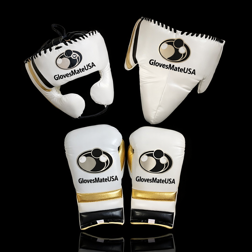 Glovesmateusa Boxing Set | White/Red/Gold