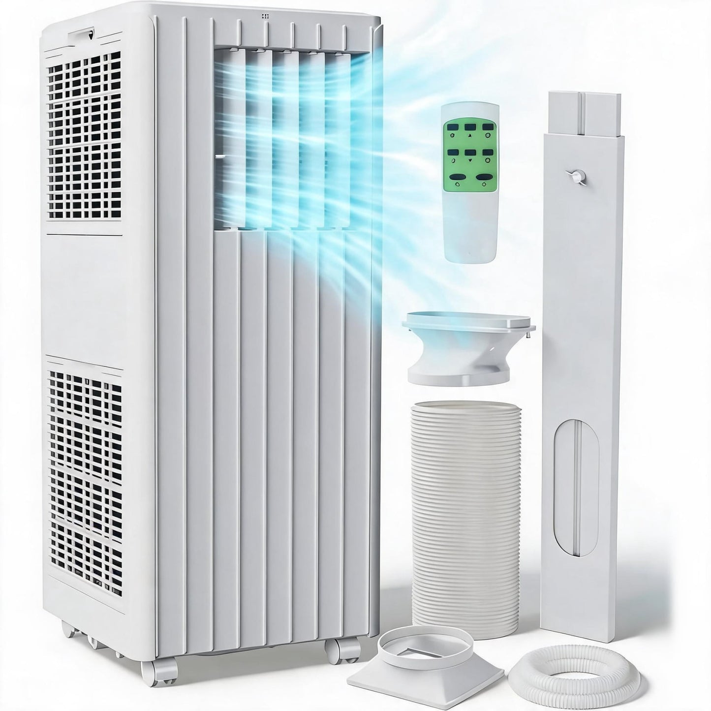 JoanKaren 8000 BTU Portable Air Conditioner Up to 350 Sq. Ft. 3-in-1 AC Unit with Cooling,Dehumidifier & Fan,Energy-Saving,24-Hr Timer,Full Window Kit,White