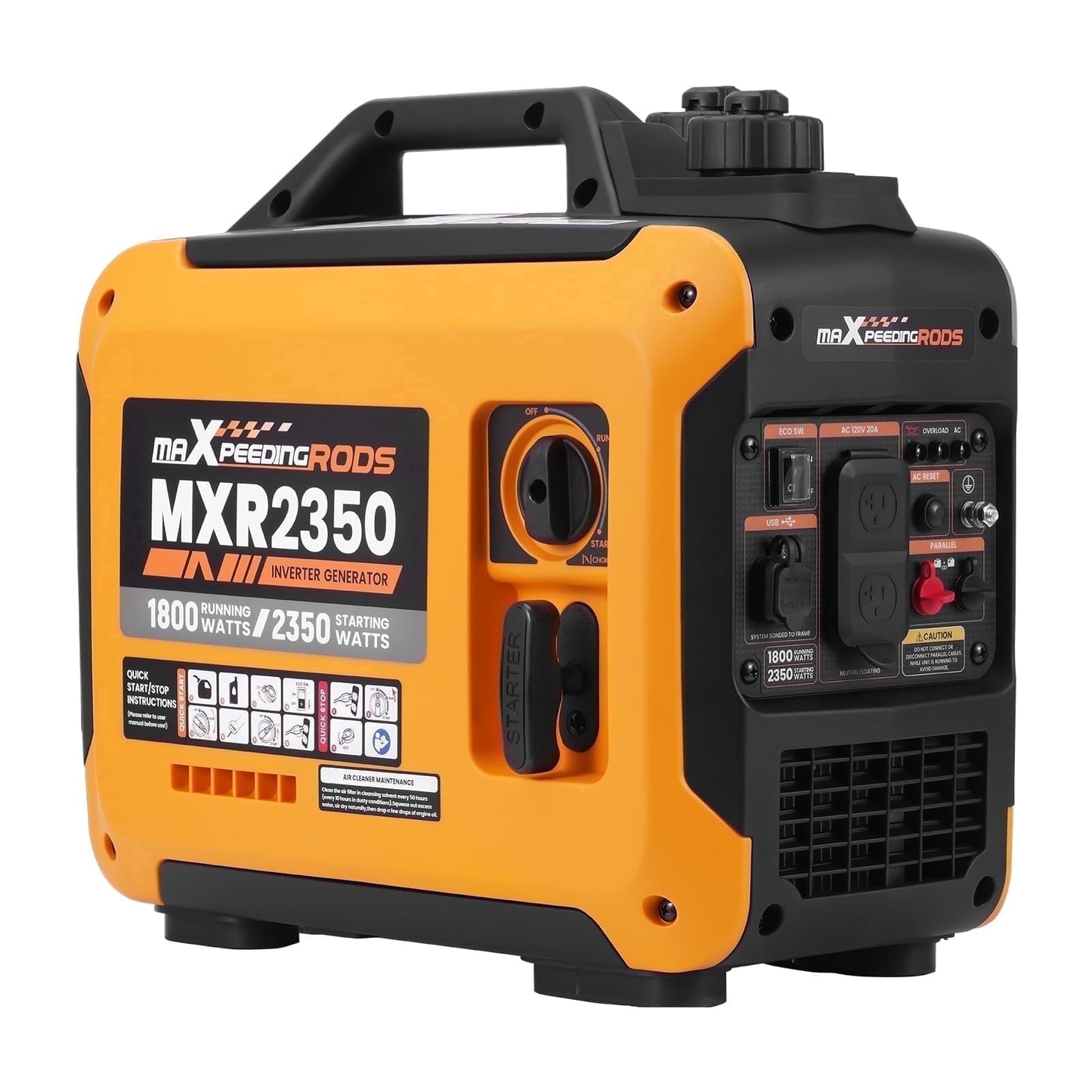 Maxpeedingrods 2350W Portable Generator, Gasoline Powered, Quiet Home RV Power Supply, Ultralight Inverter Generator