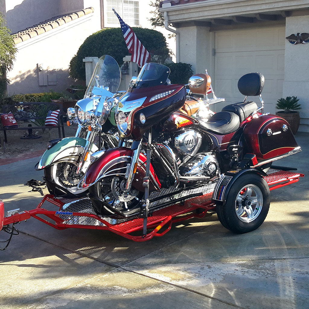 Dual Ride-Up SRL Folding Motorcycle Trailer - Dicounted USED