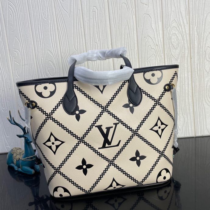 Louis Vuitton Neverfull MM M46039 31cm Cream Beige/Black
