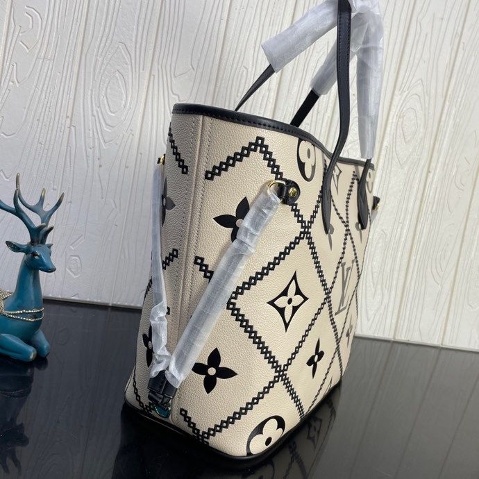 Louis Vuitton Neverfull MM M46039 31cm Cream Beige/Black