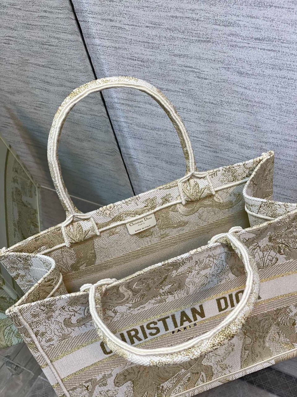 Christina Dior Medium Book Tote Bag 36cm Beige