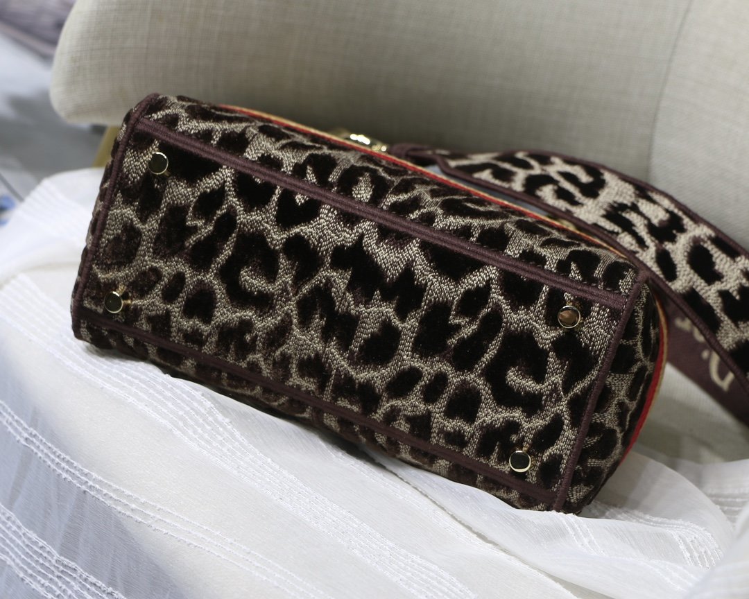 Christian Dior Medium Lady D-Lite Bag 24cm Leopard Brown