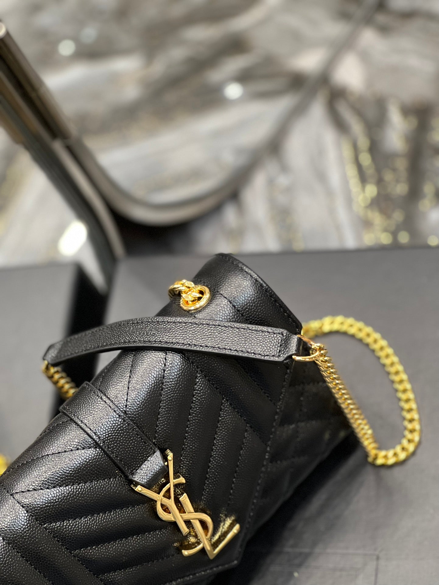 Saint Laurent Small Bag In Mix Matelasse 21cm Black