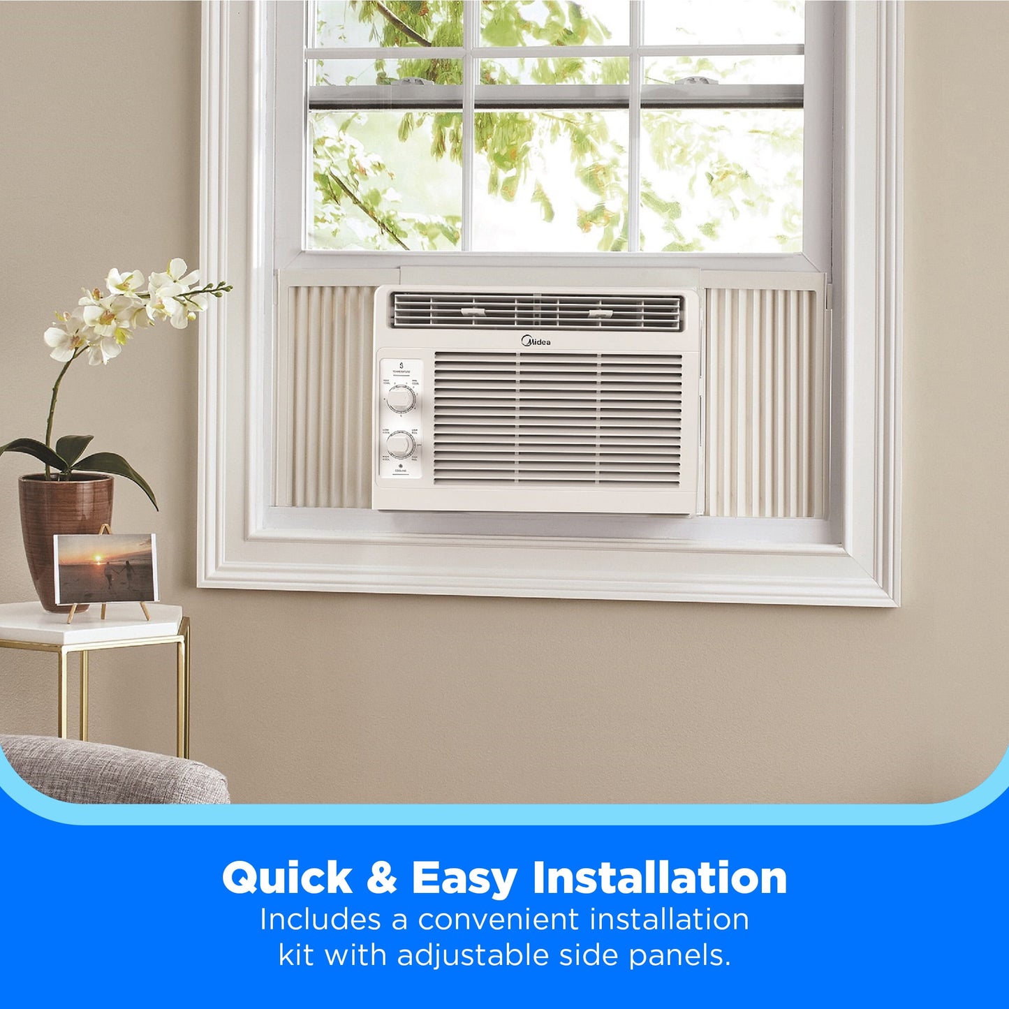Midea 5,000 BTU Mechanical Window Air Conditioner, Covers up to 150 Sq ft, Easy Installation, MAW05M1WWT, White, New